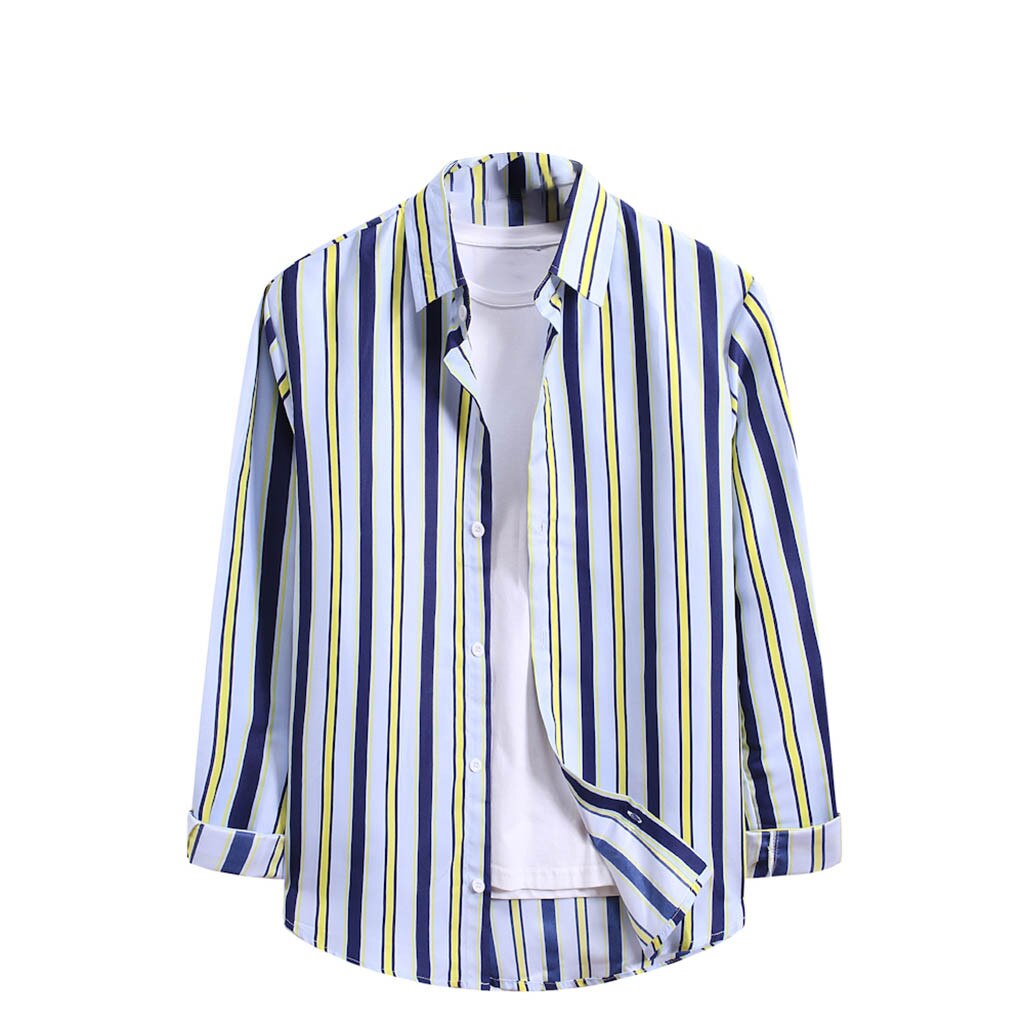Fashion Design Striped Shirts for Men Long Sleeve Spring New American Retro Lapel Buttons Loose Casual Hawaiian Shirt Jacket