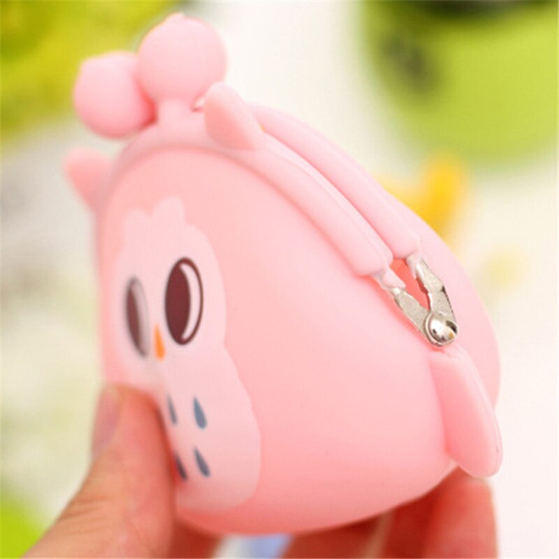 Kawaii Candy Eule Brieftasche Silikon Kleine Tasche Niedliche Geldbörse für Mädchen Schlüssel Gummi Brieftasche Kinder Mini Tier Fall Lagerung tasche