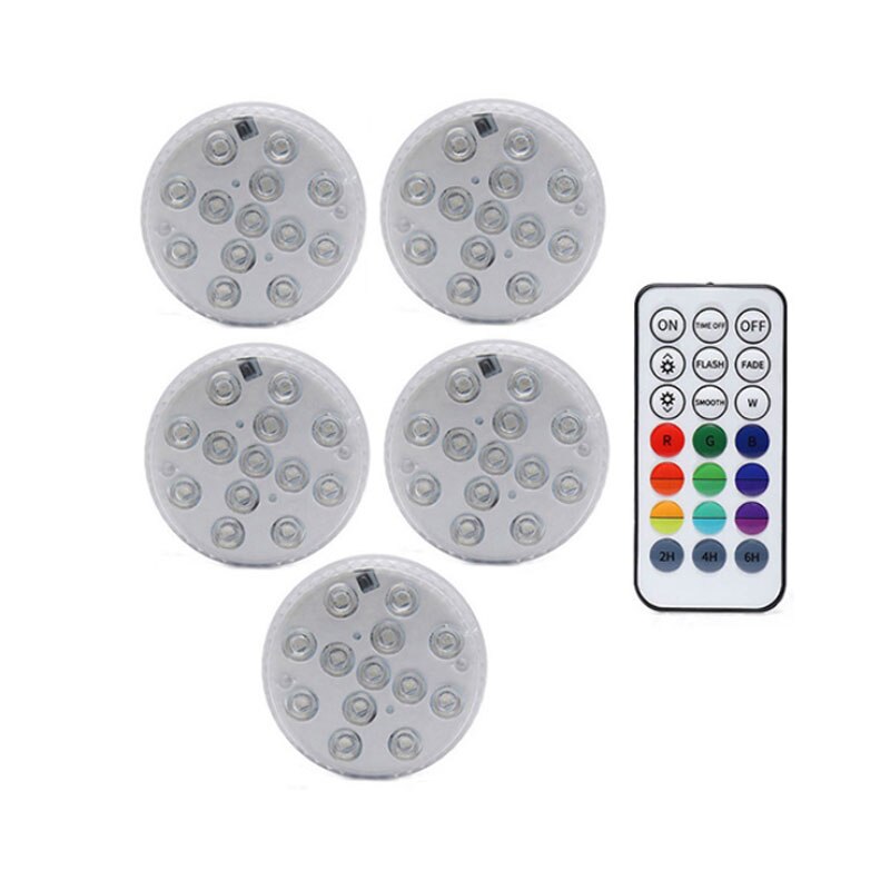 13 LED RGB Submersible Light with Suction Cups and Magnets IP68 Waterproof Fountain Swimming Pool Light Underwater Night Lamp: 1 controller 5 Lamp