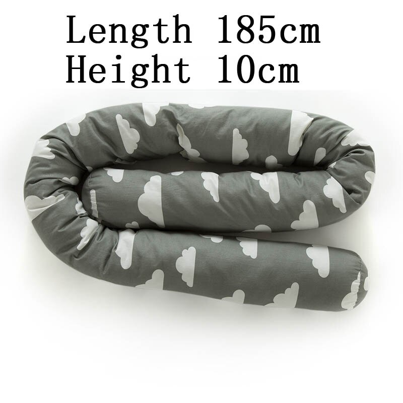 Long Pillow Children Bed Fence Baby Anticollision Pillows Bedside Soft Crib Bumper Children Newborn Cradle Bumpers: grey cloud