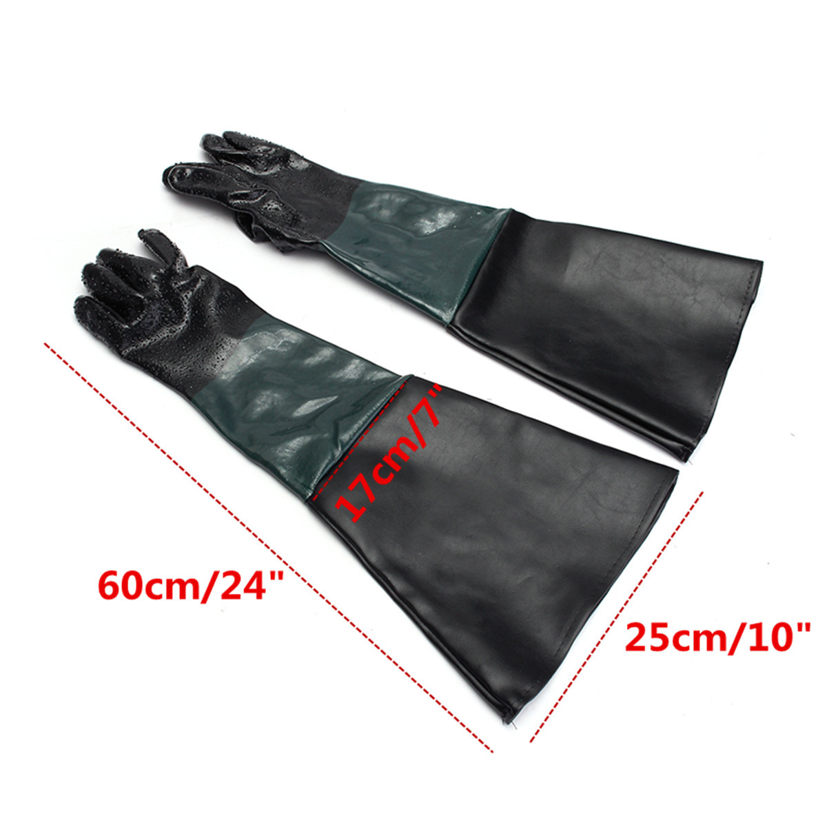 Gloves For Sandblast Cabinets Safety Glove 24''x10'' Rubber Sandblaster Sand Blast Sandblasting nitrile gloves black