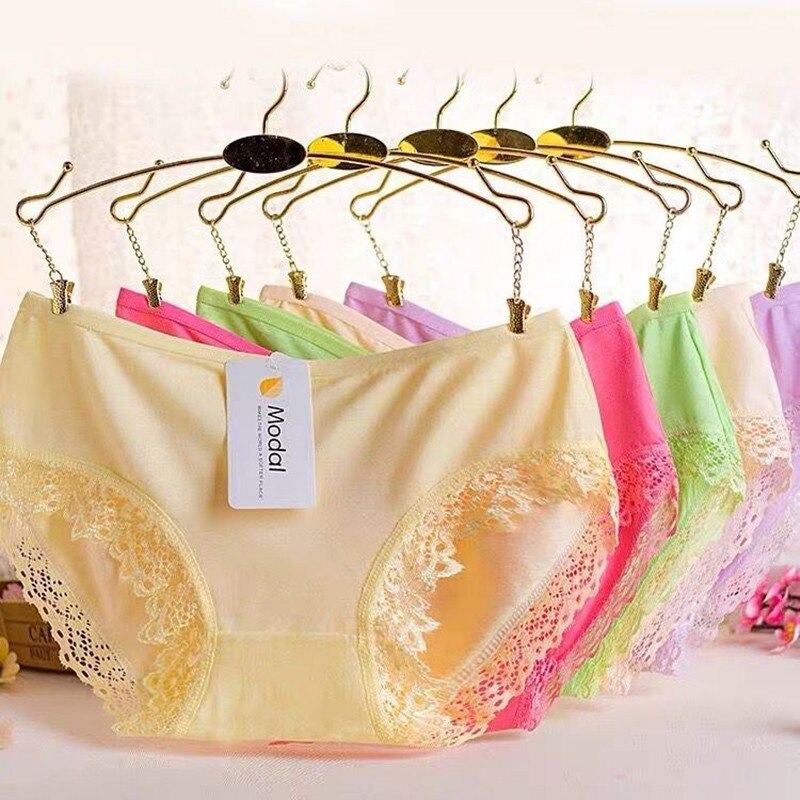 Slip corti in pizzo tinta unita mutandine modali per ragazze intimo traspirante confortevole 10 pezzi