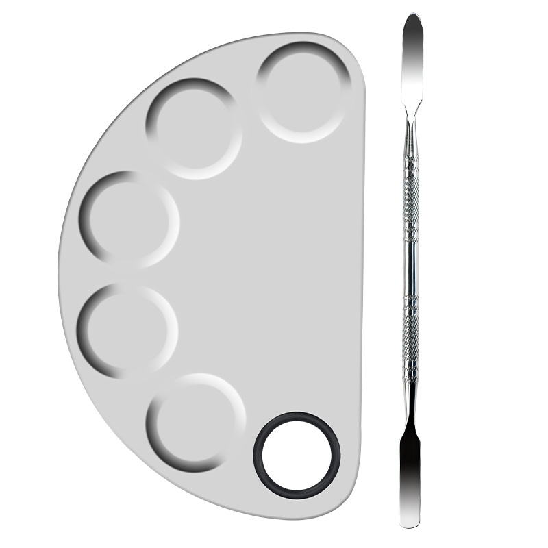 2pc Makeup Mixing Palette Stainless Steel Makeup Kit Metal Mixing Tray with Spatula Square Stainless Steel Makeup Mixing Palette: green
