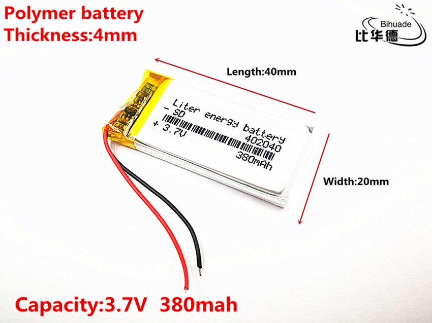 10x Lithium Polymer Battery 3.7V 380mAh 402040 Rechargeable for Power Bank, GPS, MP3/MP4