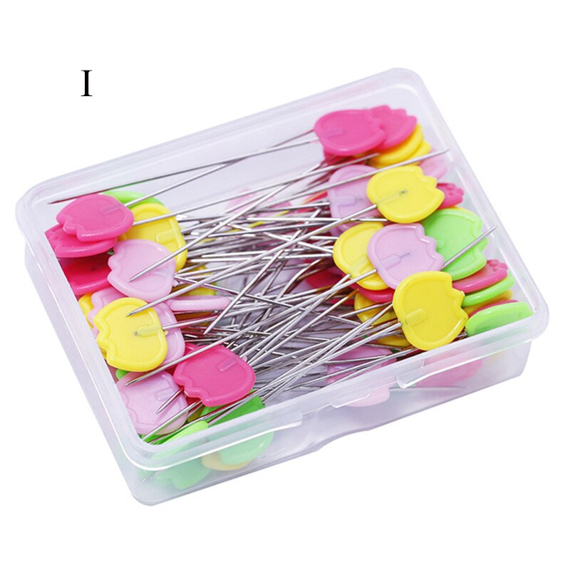 50PCS/box Stainless Steel Color Button Needle Pins Head Flat-head Sewing Pins DIY Clothing Fabric Dressmaking Sewing Supplies: I