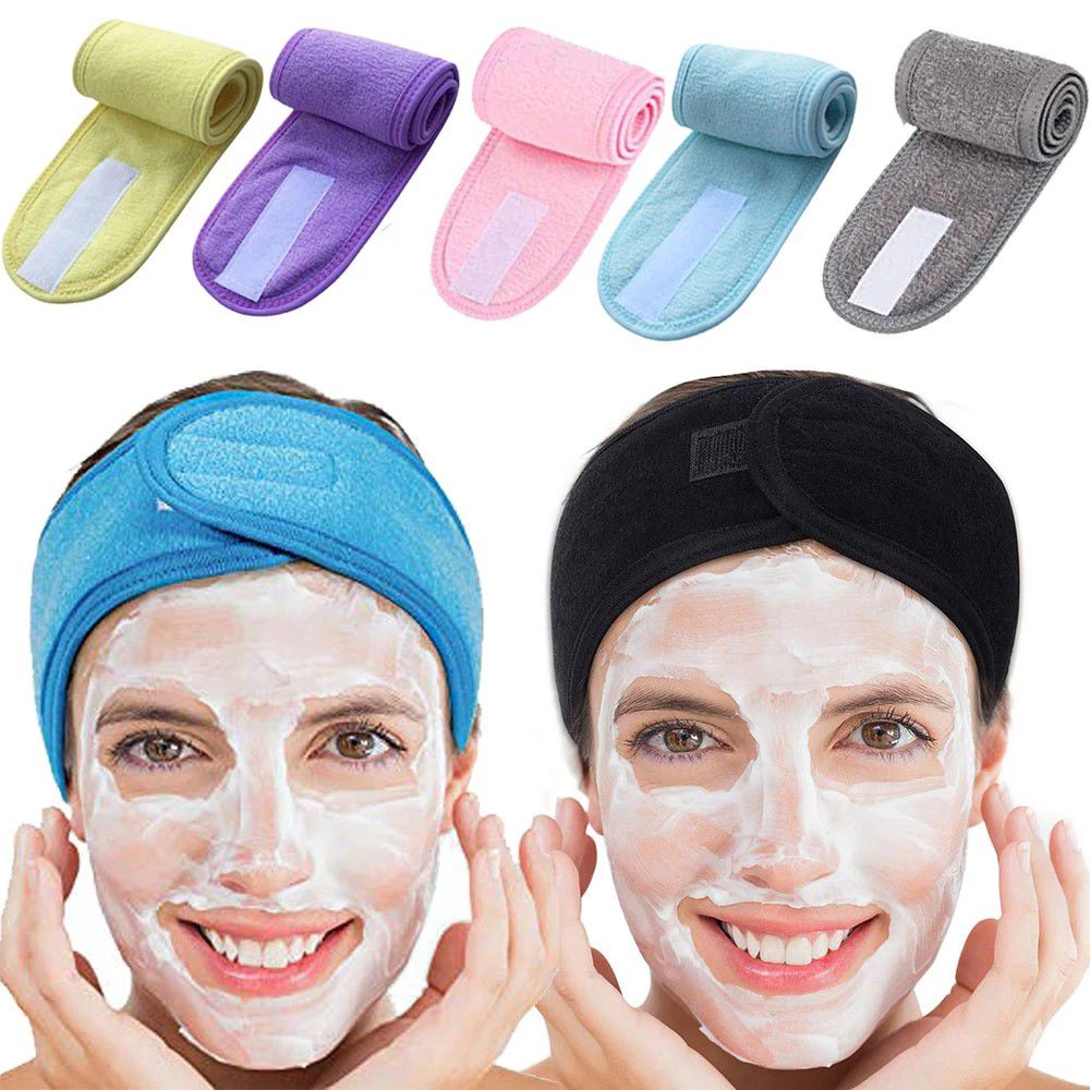 Banda para el cabello/toalla ajustable con Velcro, banda para el cabello, mascarilla de maquillaje, cuidado de la piel, Spa, pañuelo de toalla deportiva