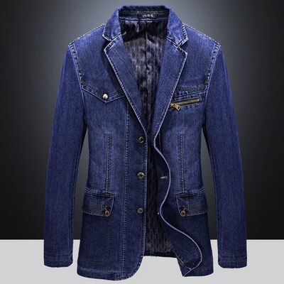 Spring Autumn Casual Suit Mens Korean Slim Denim Small Suit Mens Denim Jacket: light denim / XXXL