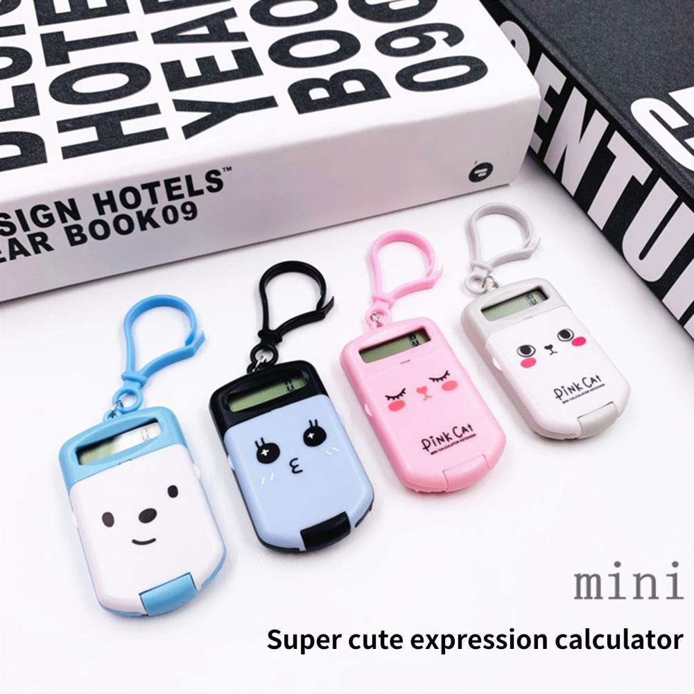 Mini Calculator Cute Emoticons Plastic Cartoon Digital Calculator with Key Ring Office Supplies