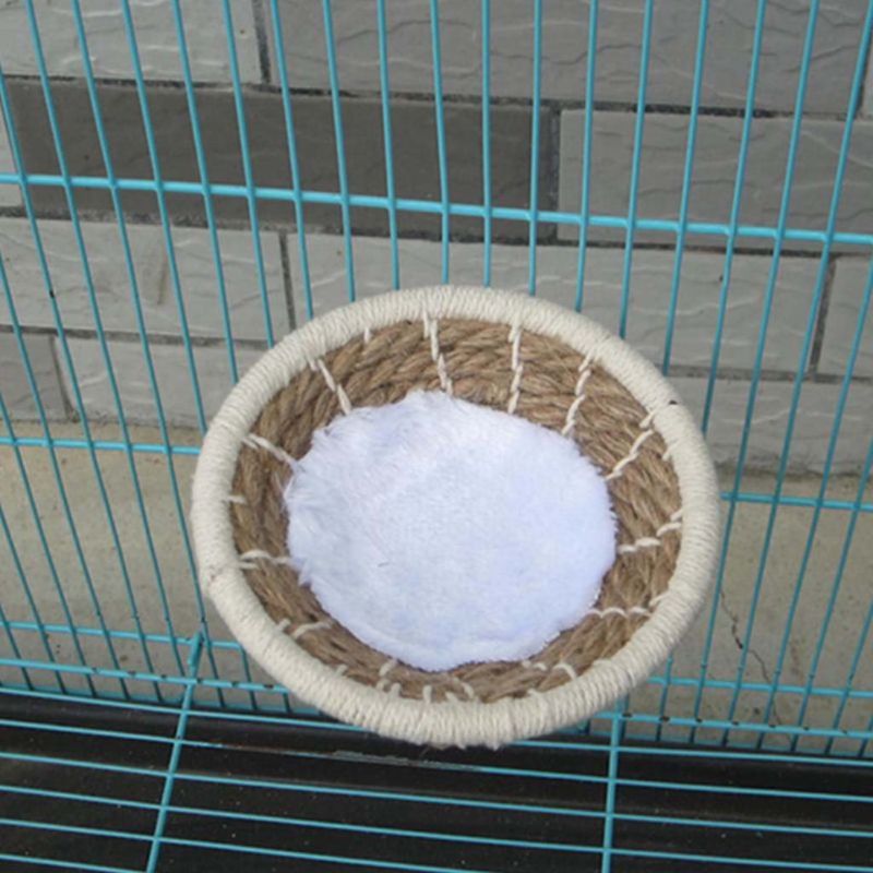 Rond tissé à la main coton corde oiseau élevage nid perruche paille soie doux confortable petit perroquet Cage éclosion Den maison animal de compagnie Bir