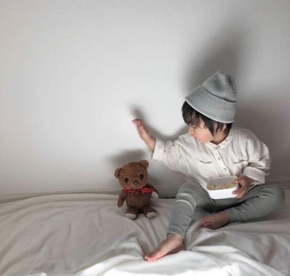 Herfst Kinderen Losse Katoenen Linnen T-shirts Lange Mouw Knop Tops Koreaanse Stijl Kinderkleding Pure Kleur Baby Jongens tees