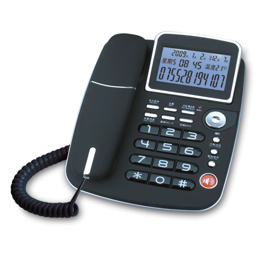 Thuis Vaste Telefoon Met Caller Id, Desktop Telefoon Vaste Voor Ouderen Met Backlit Grote Lcd-scherm, lederen Handset, Blacklist