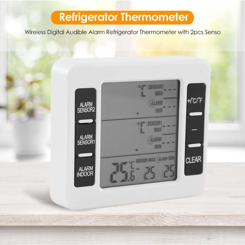 LCD Digital Thermometer Temperature Meter Indoor Outdoor Weather Station Wireless Transmitter with C/F Max Min Value Display