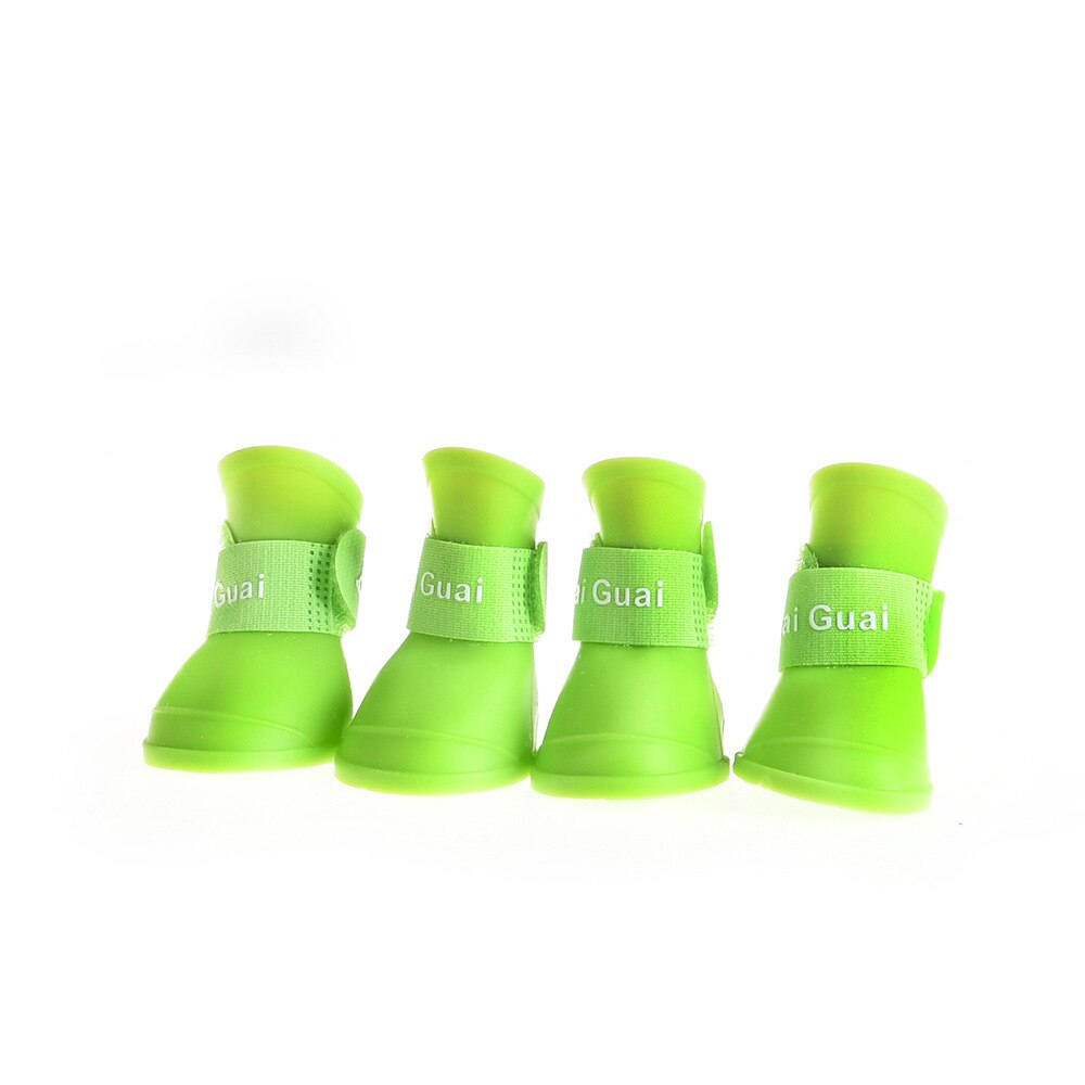 4Pcs Pet Dog Katten Regen Schoenen Pet Laarzen Rubber Draagbare Anti Slip Waterdichte Pet Hond Kat Regen Schoenen Huisdier levert: green / S