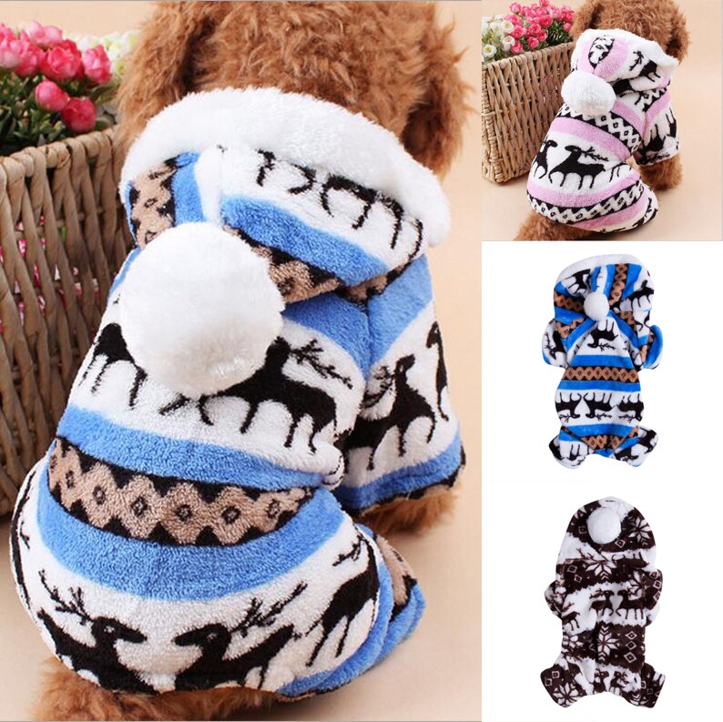 Winter Warm Hond Jumpsuits Pluche Rompertjes Pyjama Zachte Katoen Kleine Honden Kleding
