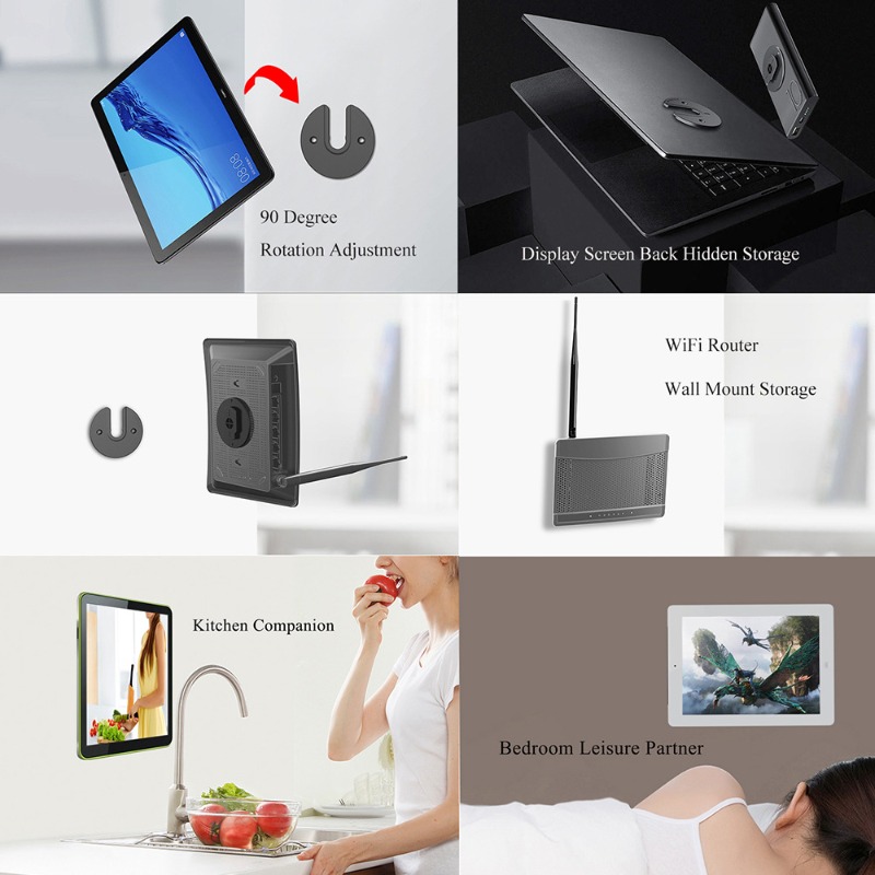 Zestaw robić montażu tabletu na ścianie z obrotem 90 stopni Uniwersalny regulowany uchwyt ścienny robić Ipad rozpalać E-czytelnik router TV skrzynka