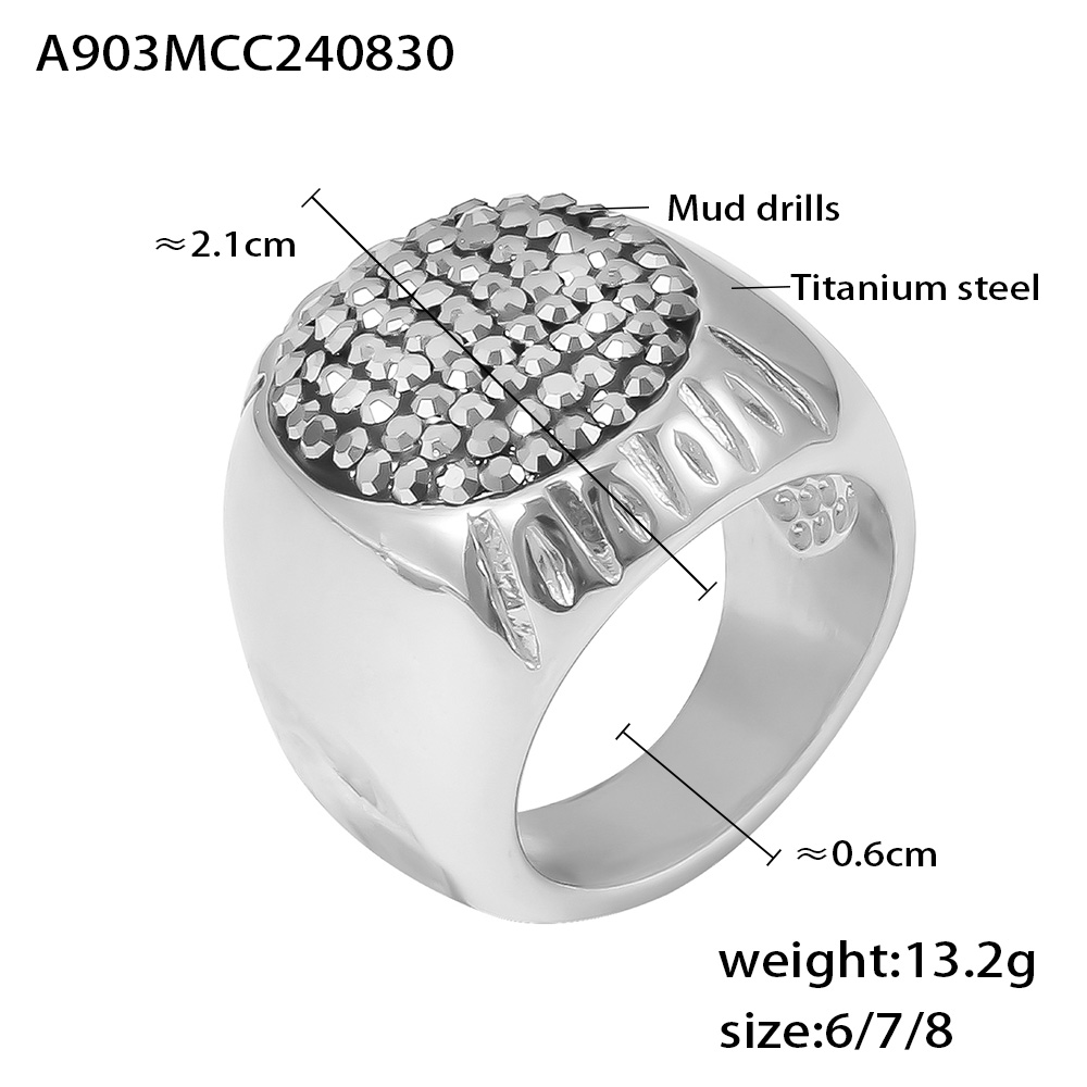 Anillos hermosos de diamantes de imitación brillantes de lujo para mujer, anillo de acero inoxidable resistente al agua chapado en oro, de joyería para dedo exagerado: 7 / Blanco