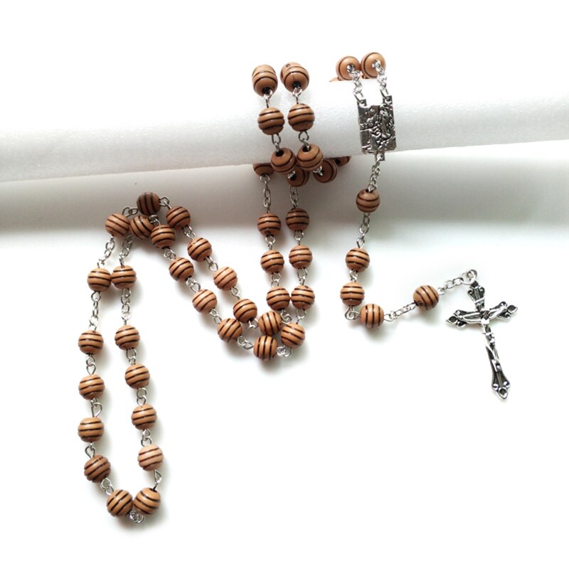 Runde Perlen Rosenkranz Halskette Gebet Christian Jesus Kreuz Anhänger Halsketten Religion Religiöse Schmuck Männer Frauen