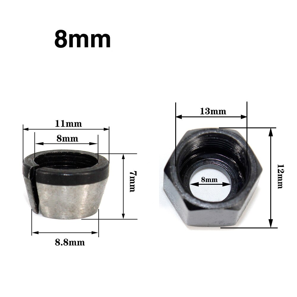 1Pc/3Pcs Collet Chuck 6mm 6.35mm 8mm Engraving Trimming Machine Electric Router Milling Cutter Accessories: C
