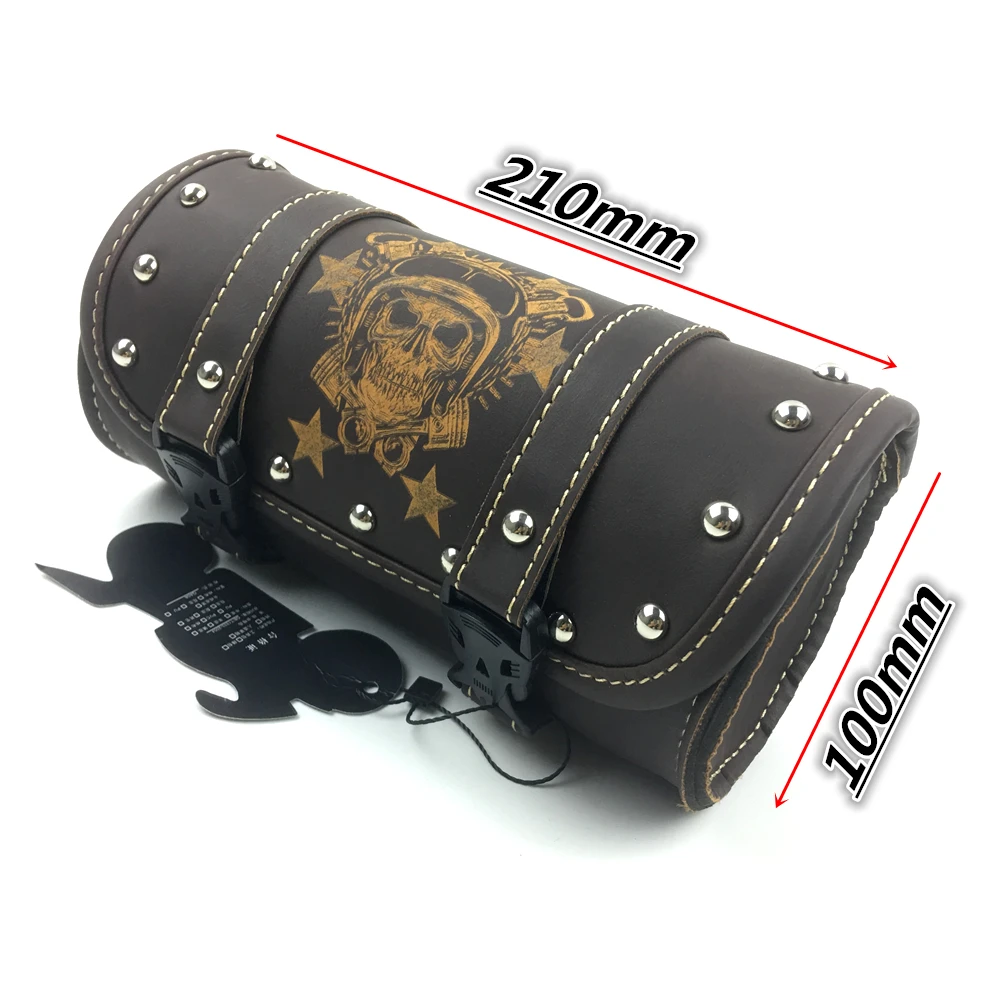 2022 neue Motorrad Gabel Tasche Leder Cruiser Werkzeug Rolle Barrel Tasche Gabel Barrel Form Lenker Schwarz Satteltaschen Lagerung: Grau