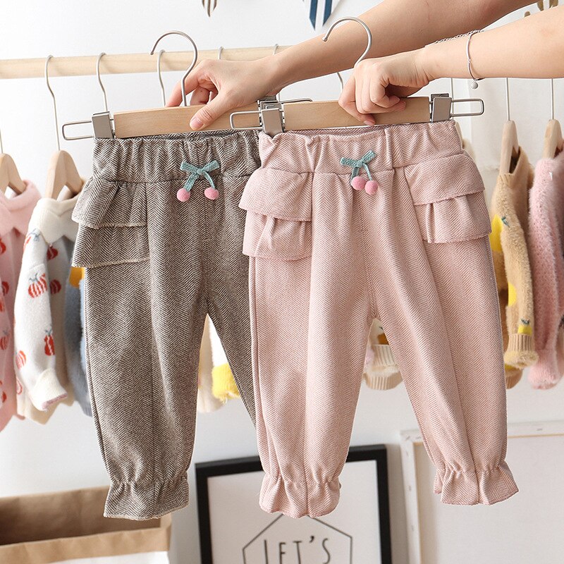 Lente herfst babymeisjes broek casual ruches kersen broek babymeisjeskleding lange prinsessenbroek kinderen
