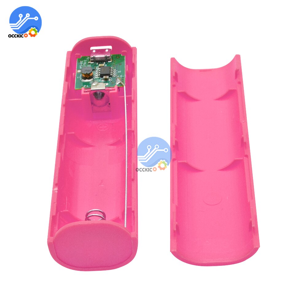 DC 5V 1x18650 banco de energía móvil USB funda cargadora de batería, kit de caja para 18650 baterías para teléfono móvil, accesorios para teléfono móvil: Pink