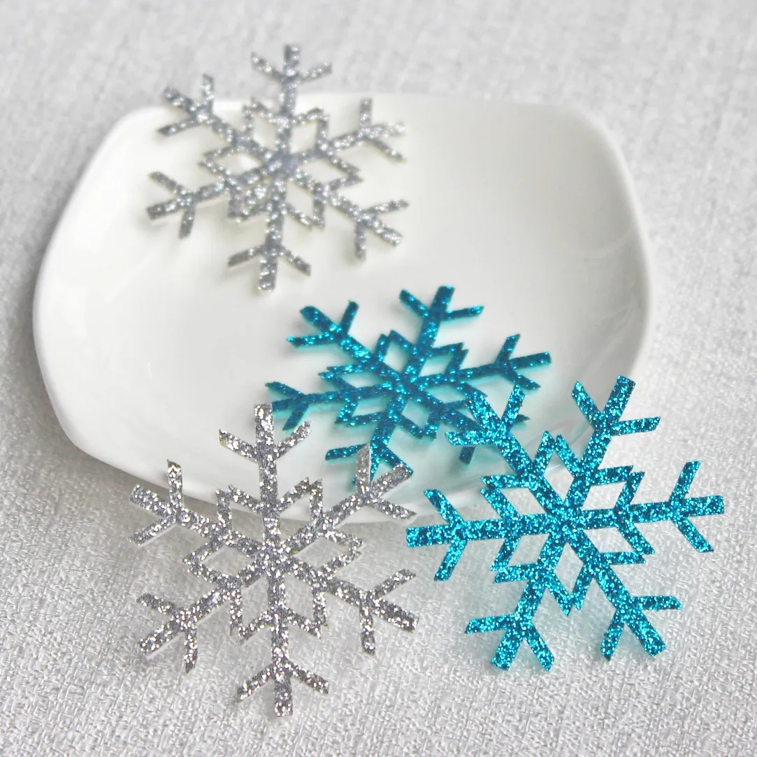 40Pcs 43Mm Glitter Sneeuwvlok Padded Applicaties Voor Diy Kerstboom Hoed Glas Windows Muren Stick-On Levert decor Patches: Antique Zinc