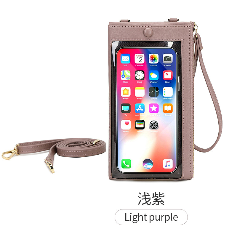 Handtasche mit touchscreen-funktion, großes fassungsvermögen, einfarbige umhängetasche, multifunktionale handtasche mit schultergurt: Lila