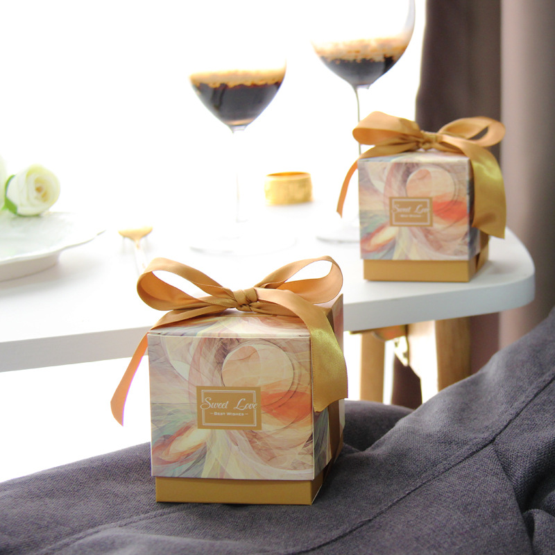 Paper Candy Box Wedding Favors Bag with Ribbon For Guests Wedding Baby Shower Birthday Party Decoration
