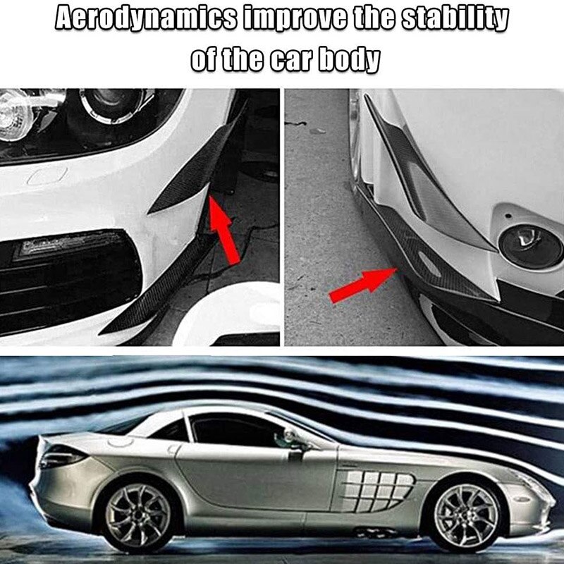 4 sztuk z włókna węglowego styl zderzak samochodu płetwa kaczka rozdzielacz dyfuzor wartościowość przedni spojler