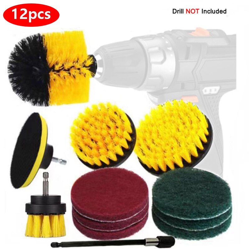 4PCS-31PCS Kitchen Cleaning Brush Kits Power Scrub Pads Scrubber Multipurpose Cleaner Scrubbing Cordless Electric Drill Brushes: 12pcs