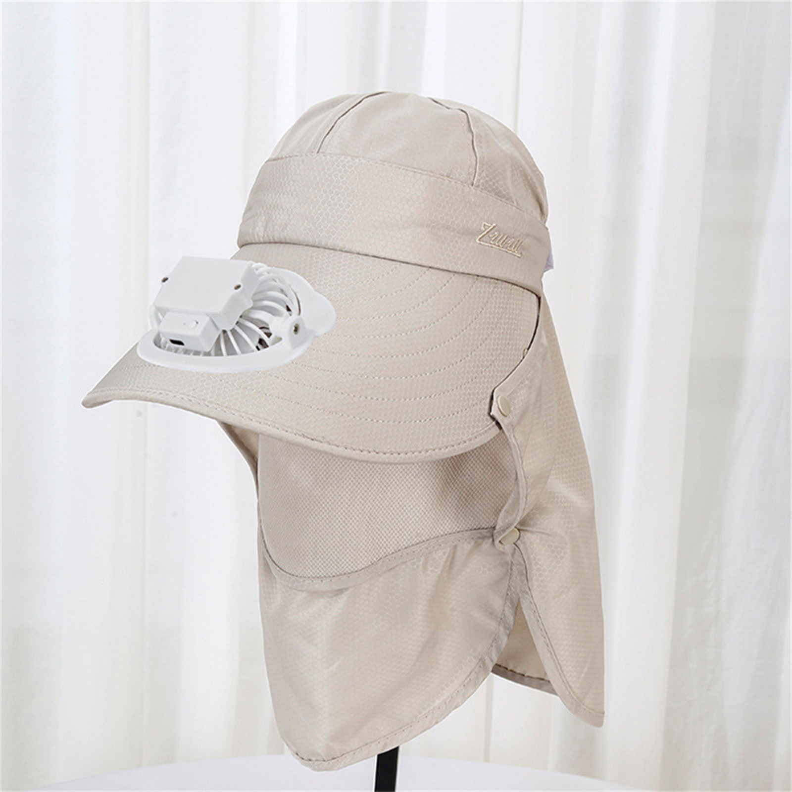 Kapelusz z wentylatorem ładowanym solarnie, robić pracy na zewnątrz, kapelusz przeciwsłoneczny, kapelusz robić zbioru owoców, kapelusz robić ogrodu herbacianego, ochrona, szklarnia, odpinany kapelusz wędkarski: khaki