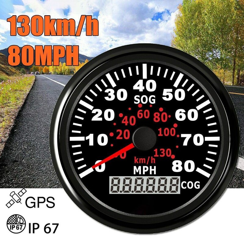 Universel gps speeeter hastighedsmåler 0-80 mph til motorcykel båd yacht fartøj 9-32v til yamaha til honda