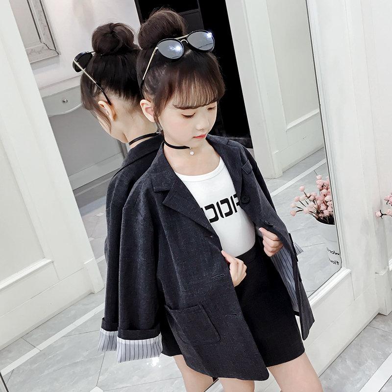 Teenage Girls Formal Wedding Party Autumn Girls Solid Color Skirt Suit Blazer School Two-Piece Suit Sets Children's Clothes