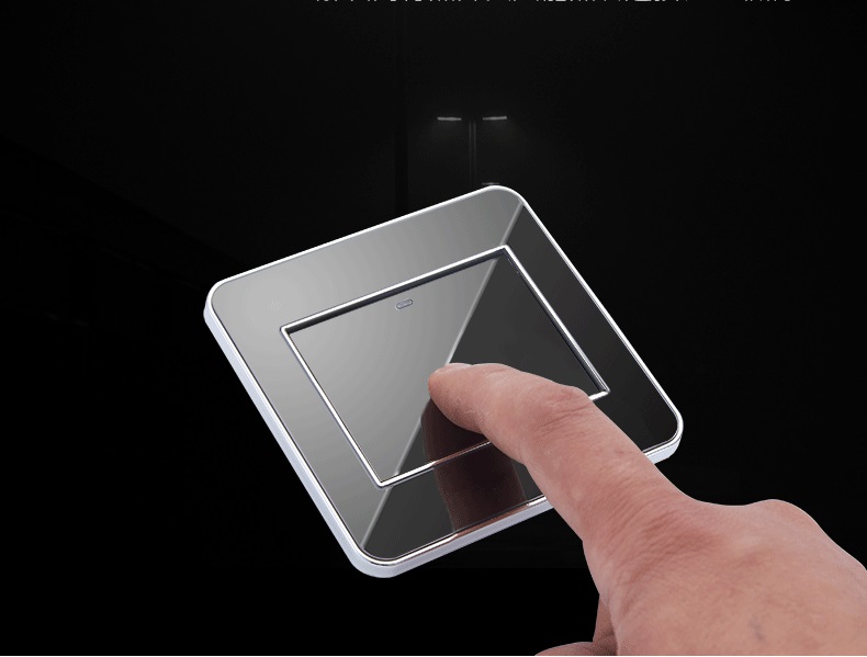 86 Press Button 1 Gang 1 Way LED Random Point Switch Mirror Acrylic Household Stainless Steel Brushed Panel
