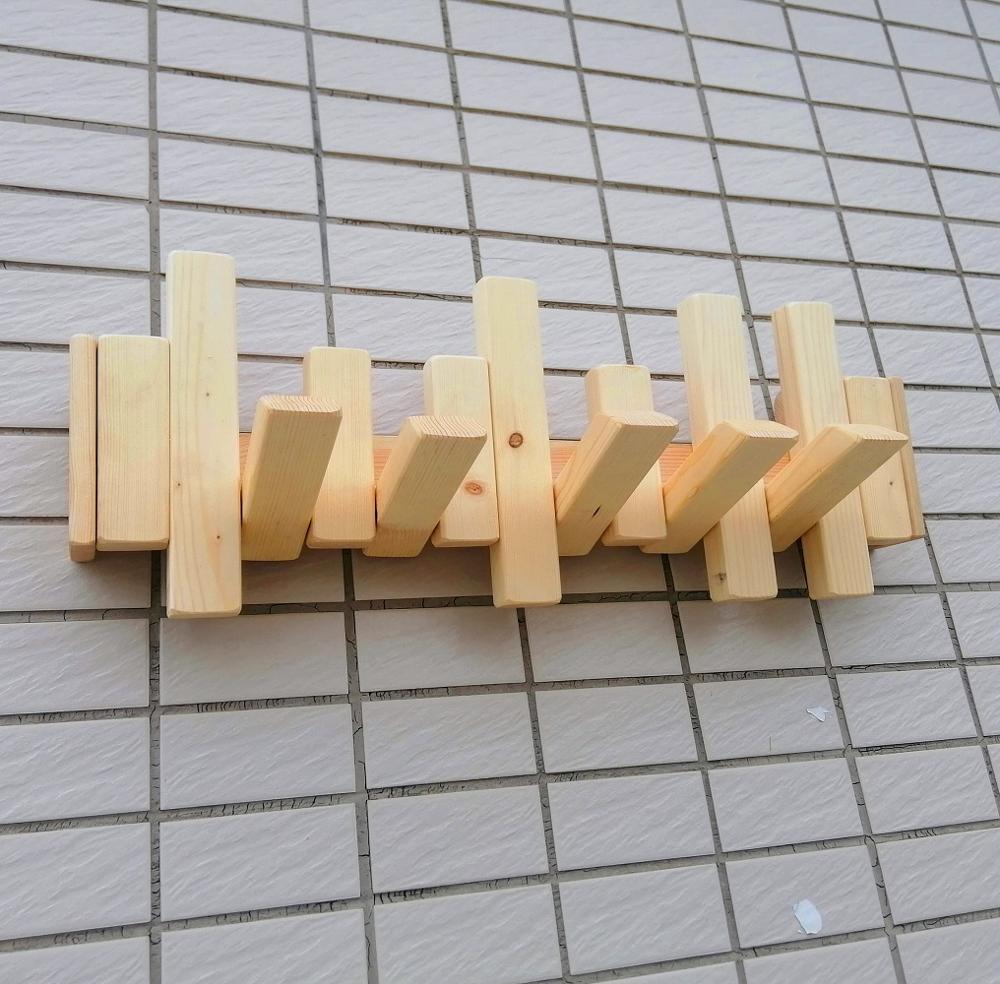 Wooden Wall Hook Coat Rack Wall Hanging Rack Solid Wood Storage Rack Rustic Wood Hanger Housewarming: wood color / 18x30cm (3 hooks)