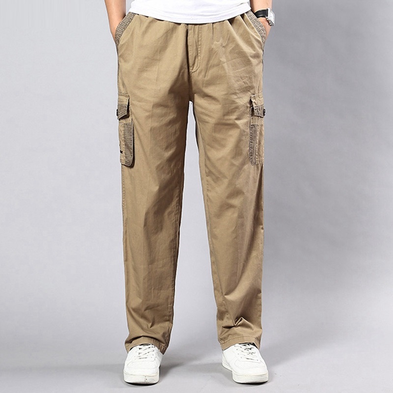 Miesten cargo-housut taskuilla isot koot iso 8xl 9xl 10xl stretch-housut kesäkäyttöön suorat ulkohousut khaki mustat väljät 42 44 46 48