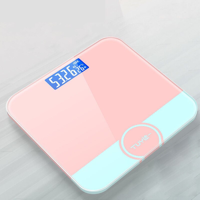 USB Charging Mini Electronic Weighing Scales Smart Body Fat Scale LCD Display Household Body Weight Bathroom Scale Floor Scales: 02 Pink