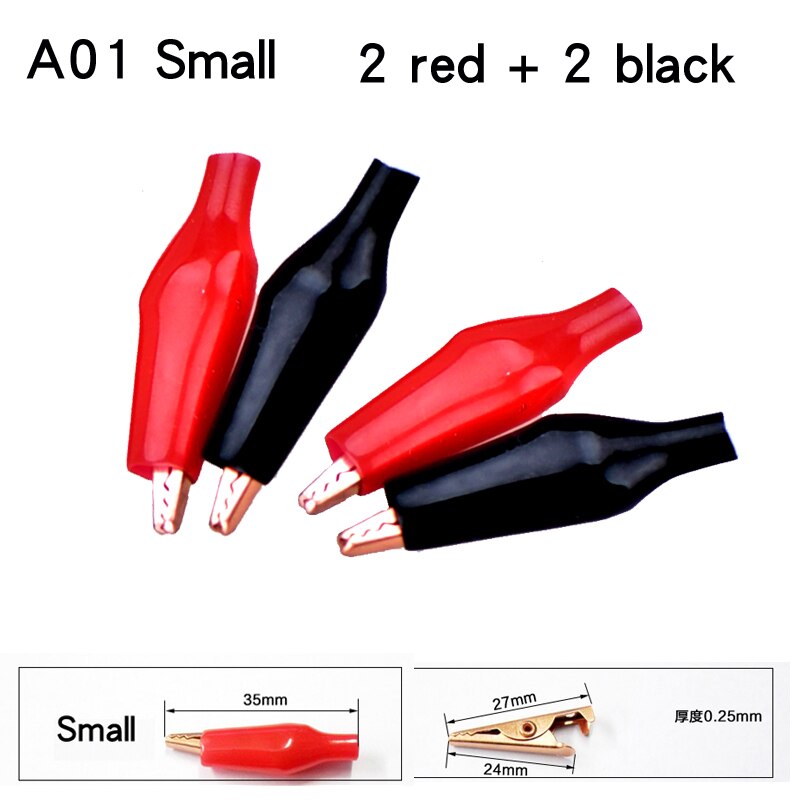 HIFIDIY LIVE 4Pcs/ sets Pure red copper Insulation Boot Metal Alligator Clip Electric Test crocodile clip big mid small A01~A03: A01 Small / 4 sets (16 pieces)
