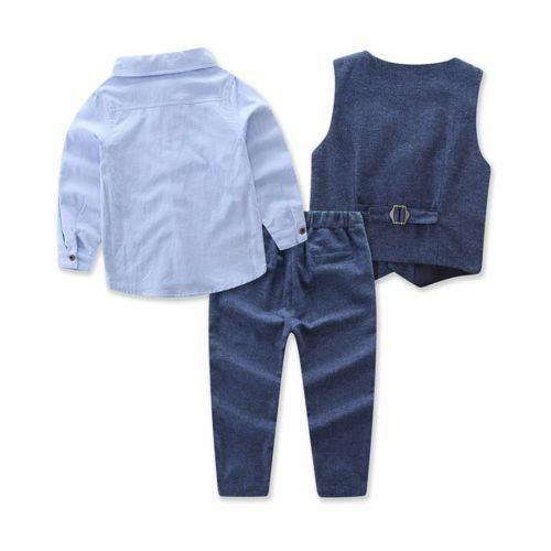 Tout Gentleman bébé garçon vêtements 3 pièces ensemble noeud papillon gilet t-shirt pantalon costume ensembles
