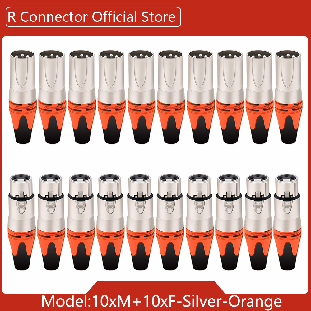 20pcs/10sets Colorful 3Pin XLR Female Jack Male Plug 3Pole XLR Socket Audio Microphone Cable Wire Connectors Power Adapter: GRAY