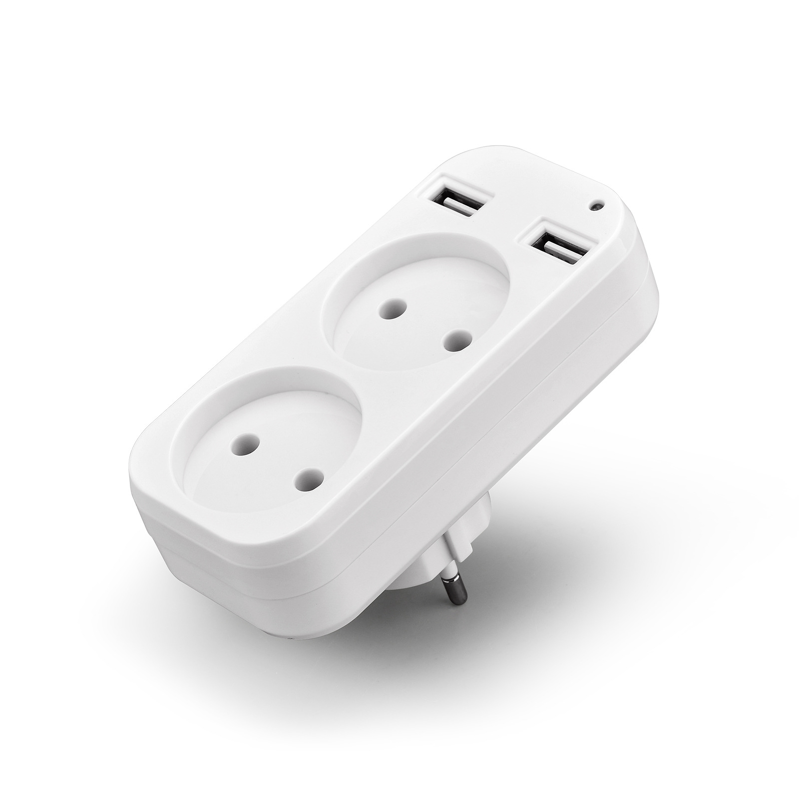 Portable EU Sockets Double USB Plug Power Strip Adapter Plug 1200W 250V 10A with 2 USB Port 5V2A for Phone Smartphones Tablets: Default Title