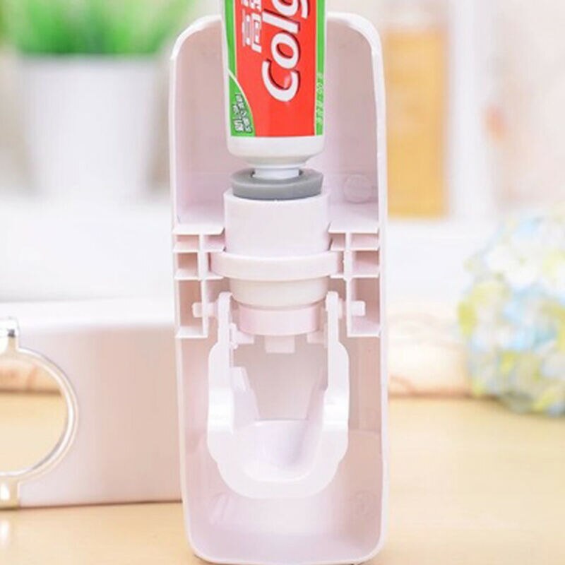 Automatic Squeezer Toothpaste Wall Mount Stand Plastic Toothbrush Dispenser Holder