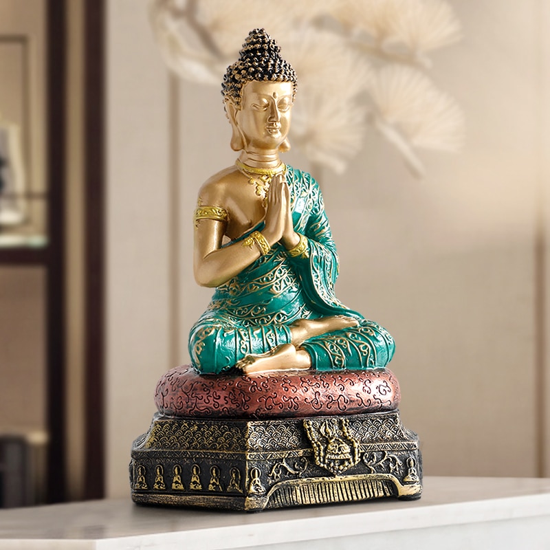 Boeddhabeelden Thailand Voor Tuin Kantoor Home Decor Desk Ornament Fengshui Hindoe Zitten Boeddha Beeldje Decoratie