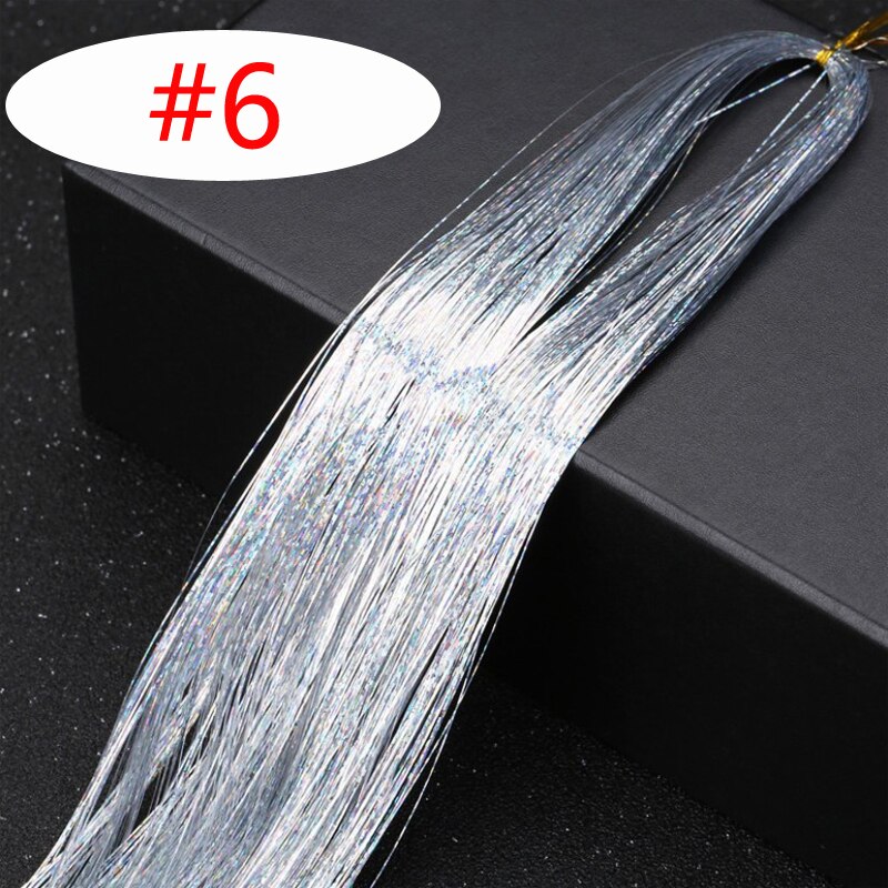 Accessoires de cheveux holographiques, 16 couleurs, 90cm, extension scintillante scintillante, 150 brins: 6