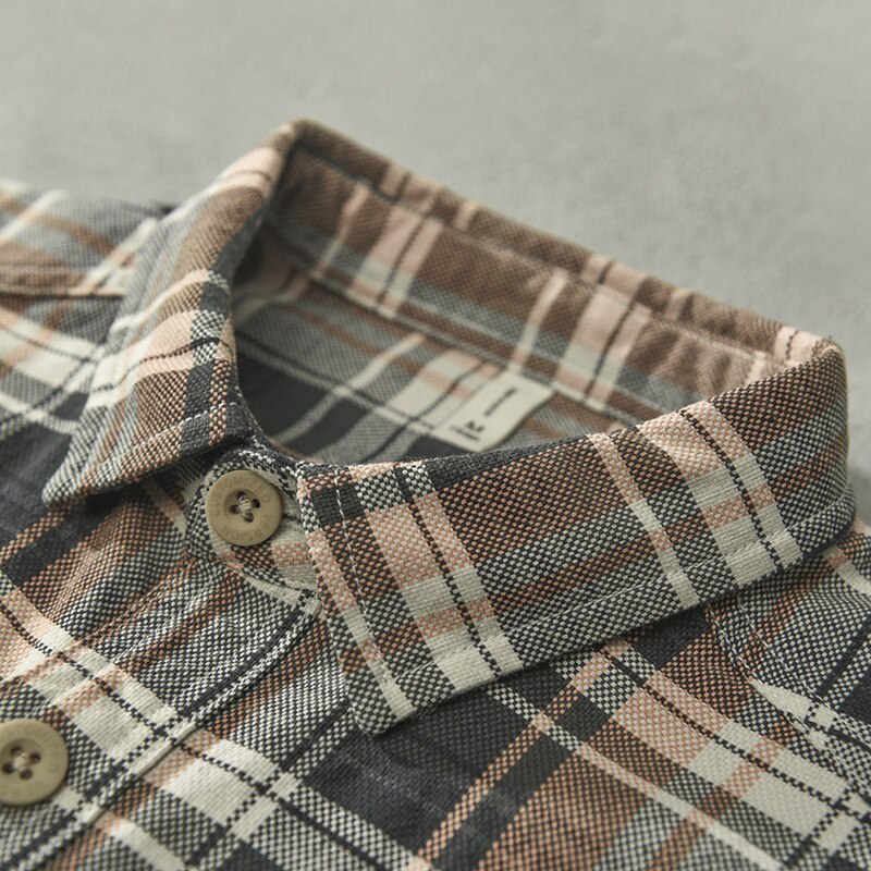 Men Clothing Autumn Winter Men Pure Cotton Plaid Shirt Long Sleeve Camisas Para Hombre