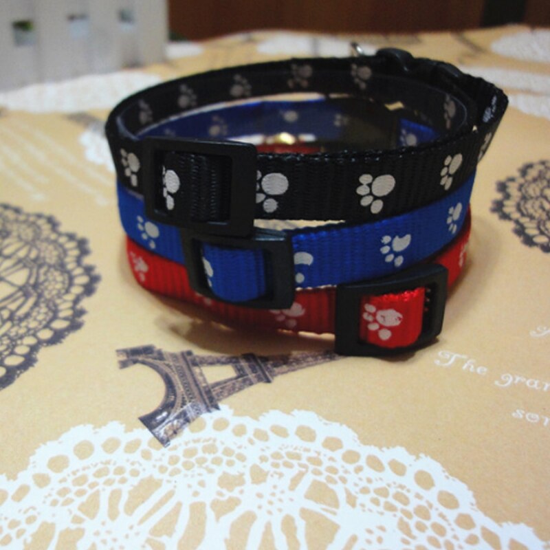 Collier pour animal de compagnie en tissu Nylon avec cloche, joli empreinte digitale, chaîne pour chaton, chiot, chien ou chat