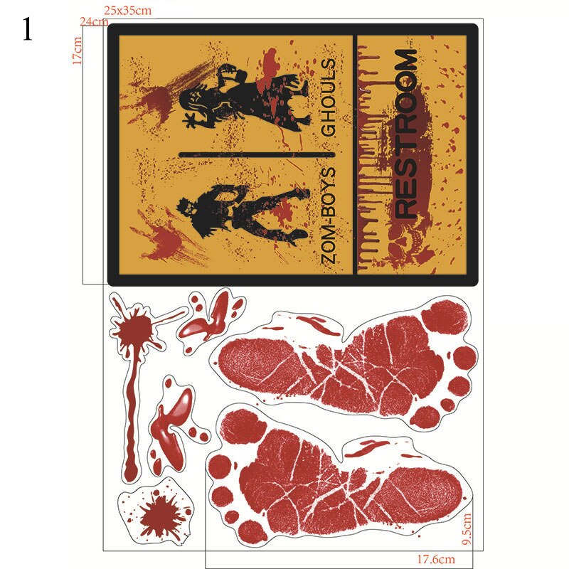 Halloween Bloody Handprint Stickers Horrible Wall Window Door Floor Decal Stickers Party Decoration Haunted House Prop: 1
