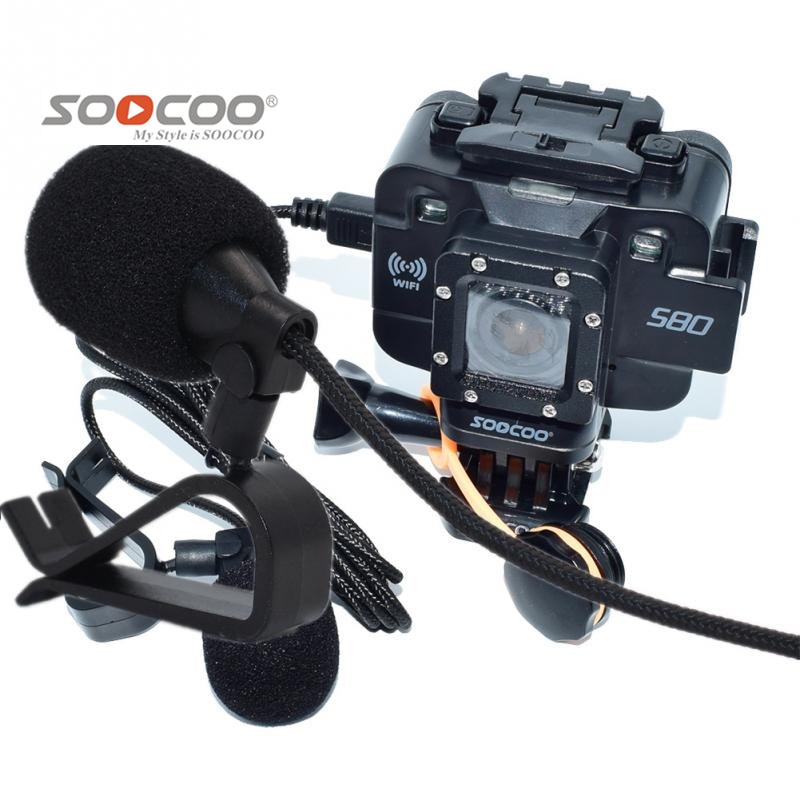 Soocoo accessoires uitgebreide microfoon microfoon met houderclip voor  s200 s80 s300 4k sport action camera's