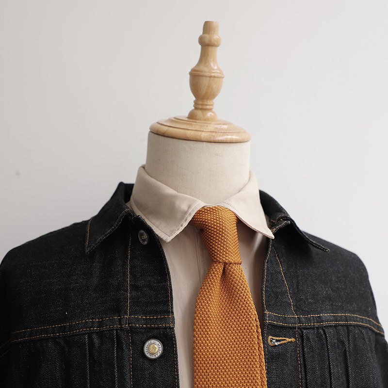 Jednokolorowe krawaty z dzianiny w kolorze khaki dla mężczyzn 6CM Wąskie brytyjskie krawaty na szyję dla kobiet College Student Knitting Neck Tie Cravat