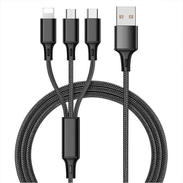 Baseus 3in1 Daten USB Kabel iphone ladegerät Ladekabel Für Android Typ C Xiaomi Samsung Ladegerät Draht telefon zubehör: Schwarz